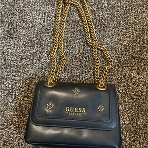 GUESS BlackCrossbody Bag with Gold Accents
